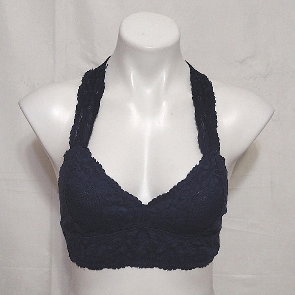 Intimately Free People Galloon Lace Floral Racerback Bralette M Boho Lingerie